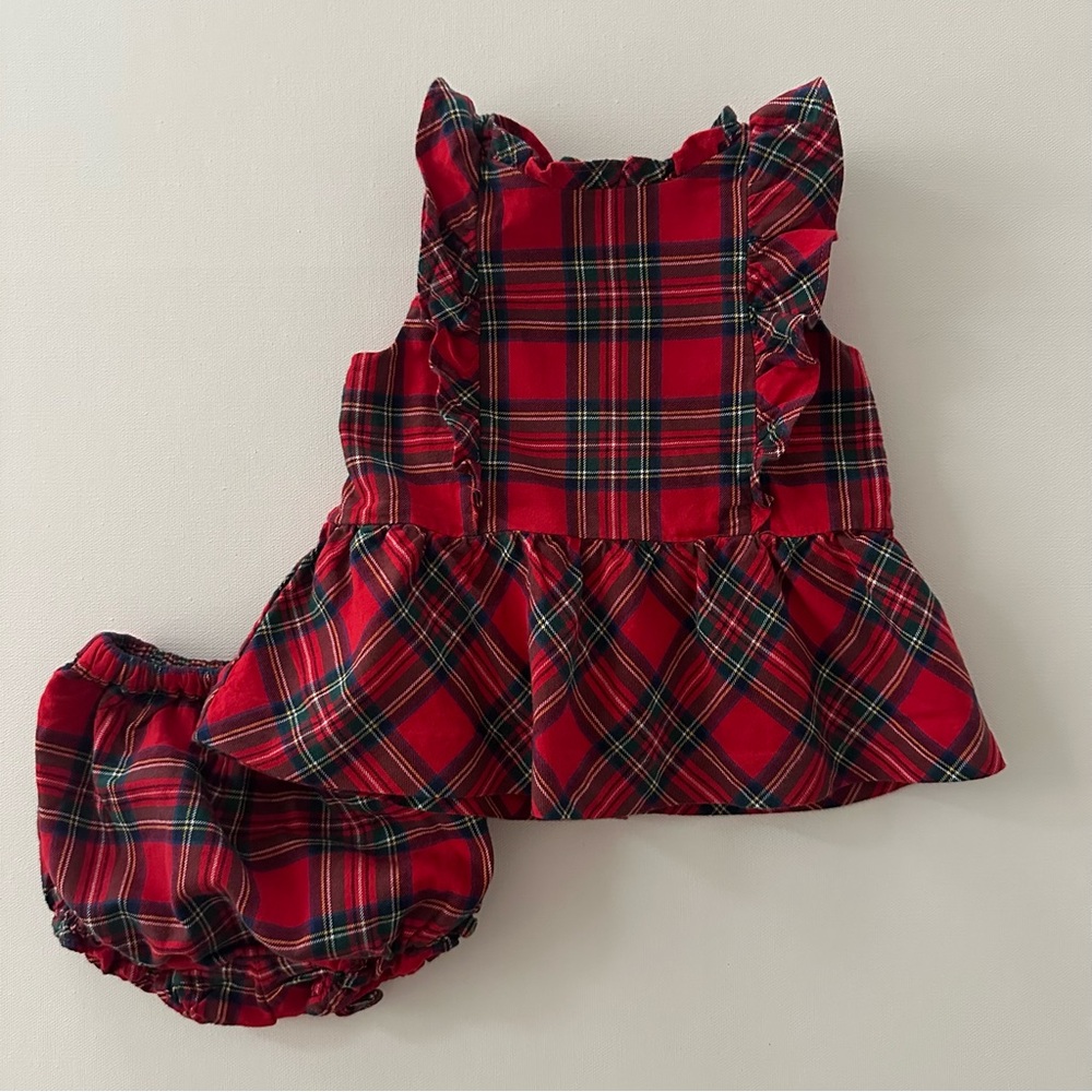 Janie and Jack 12-18 Months Plaid Red Top Set Outfit Holiday Christmas
